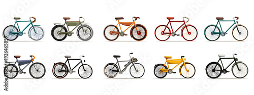 bicycle icons set flat style vector illustration isolated on white background