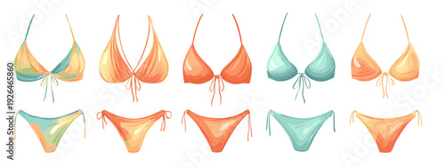 set of colorful womans bach bikini underwear lingerie