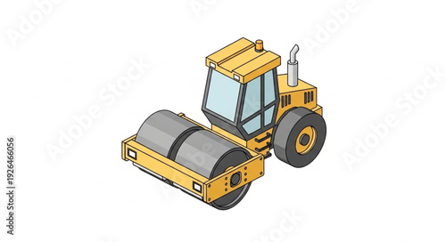Yellow Road Roller Heavy Machinery.