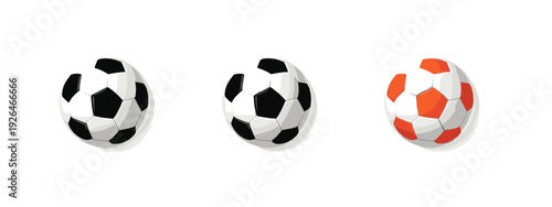 set of soccer balls isolated on white background