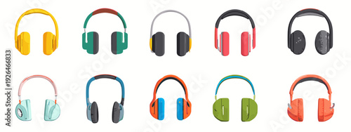 set of colored headphones 