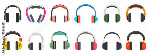 set of colored headphones 