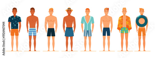 Set of Summer Beach Vacation Illustration with People isolated on white background 