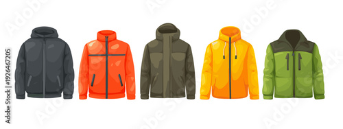 set of mens outdors jackets clothes