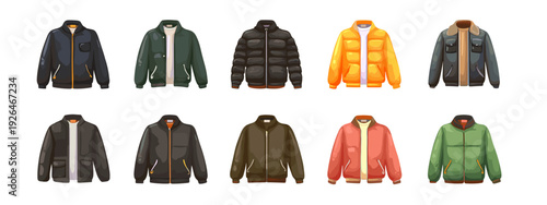 set of mens outdors jackets clothes