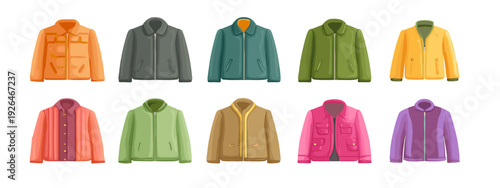 set of mens outdors jackets clothes