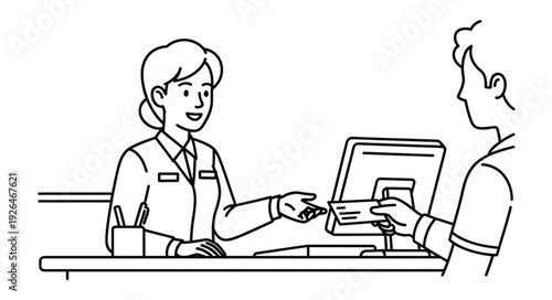 Bank Teller Assisting Customer Transaction.