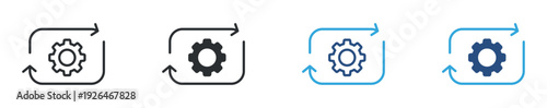 Process automation icon set, workflow management symbol, system update sign, settings refresh vector illustration