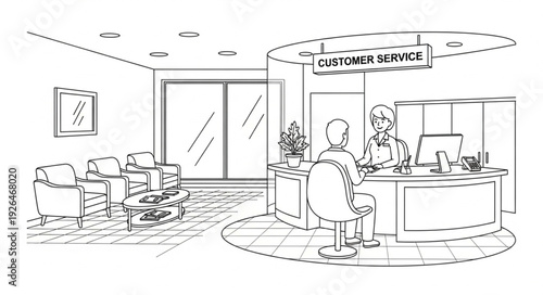 Bank Branch Customer Service Counter.