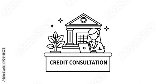 Bank Credit Consultation Service Illustration.
