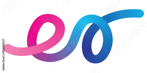 Abstract ribbon with pink and blue color gradient on a white background