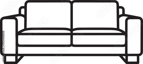 Outline Icon of a Two-Seater Sofa on White Background couch furniture