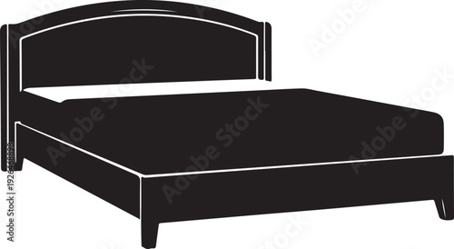 Silhouette of a modern bed with headboard and mattress furniture bedroom