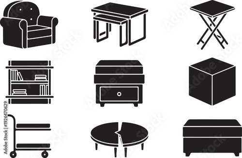 Black and white furniture chair table desk