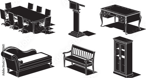 Black and white furniture office chair conference table