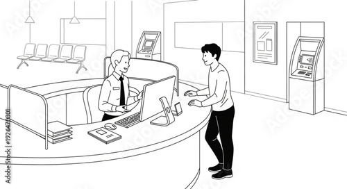 Bank Teller Assisting Customer.