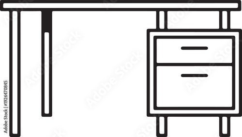 Black and white line of desk with two drawers furniture