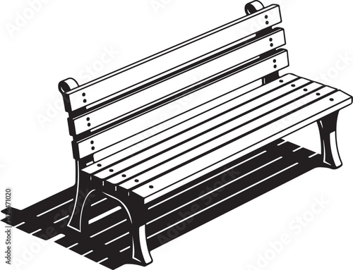 Black and white of a wooden bench park bench seating