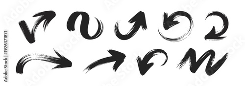 doodle arrow collection in black, hand drawn directional icons isolated on transparent background editable vector illustration.