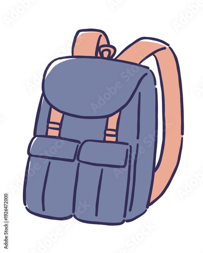 バックパックのシンプルな手書き風のイラスト