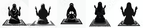 vector silhouette of a Muslim woman sitting in prayer gesture