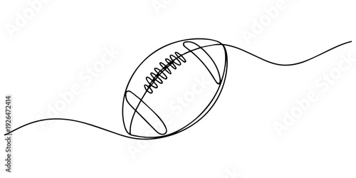 One continuous line drawing American football ball. sport ball concept, Continuous one line drawing of Rugby ball, Vector illustration of rugby ball isolated on white background. Minimalist sport pro.