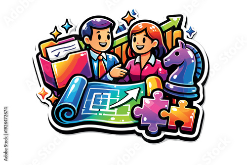 Flat style different bussiness meeting