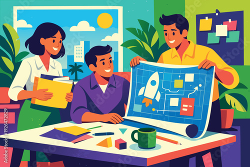 Flat style different bussiness meeting