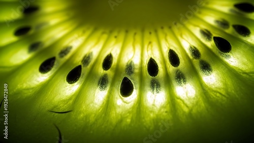 Close-up of a kiwi fruit slice.