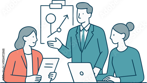 Flat style different bussiness meeting