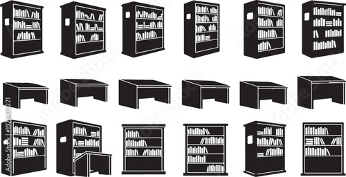 Various black and white illustrations of refrigerator designs