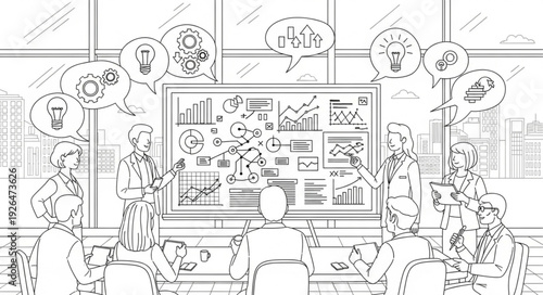 Business Meeting Brainstorming Session Illustration.