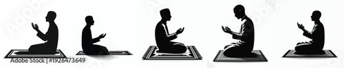 vector silhouette of a Muslim man sitting in prayer gesture side view