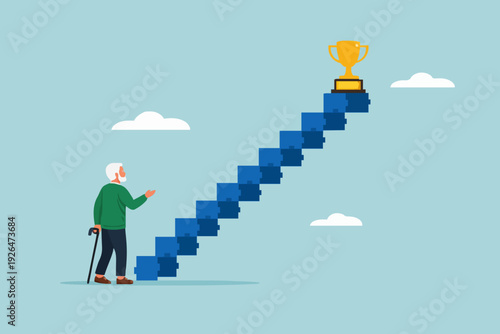 Old man and success steps