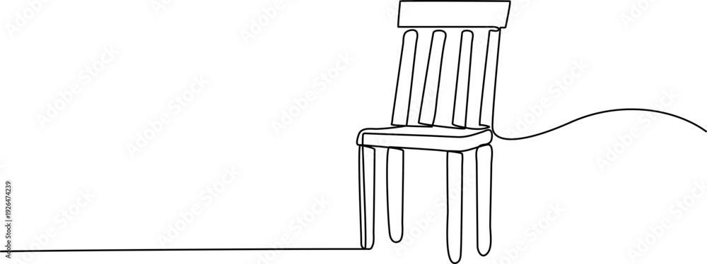 Obraz premium WebMinimalist Continuous Line Drawing of Wooden Chair
