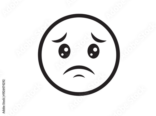Sad Face Emoji Icon, Worried Emoticon Vector, Unhappy Crying Expression Symbol
