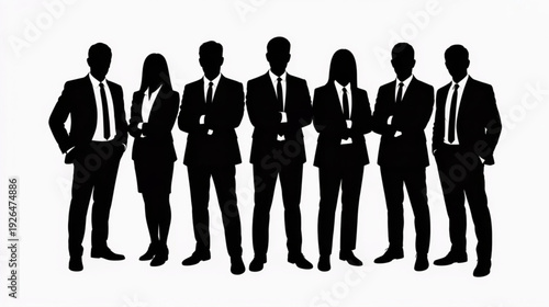 Set of 7 business people silhouettes vector
