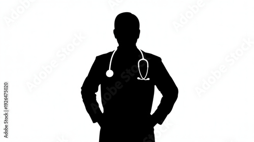 Vector silhouette of doctor or medical professional