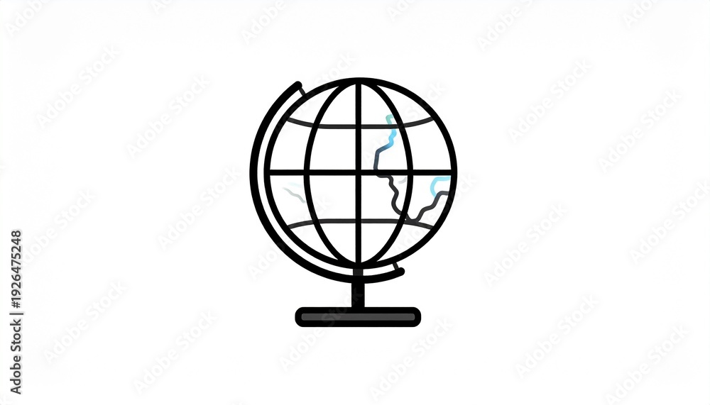 Obraz premium Modern globe with colorful river details on sleek stand