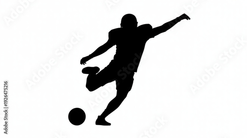 Vector silhouette of soccer player kicking ball