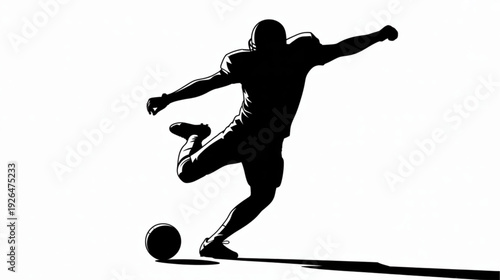 Vector silhouette of soccer player kicking ball