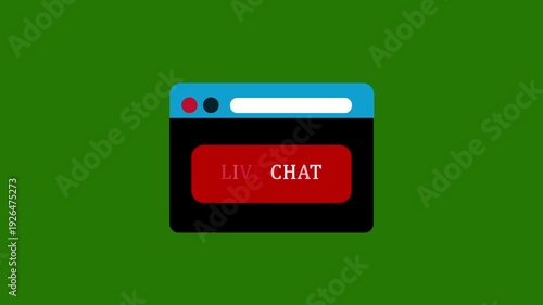 Live chat browser window on green background