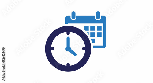 Time and Date Icon representing Schedule on White Background Vector Illustration