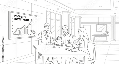 Business Meeting Sketch Illustration Office.