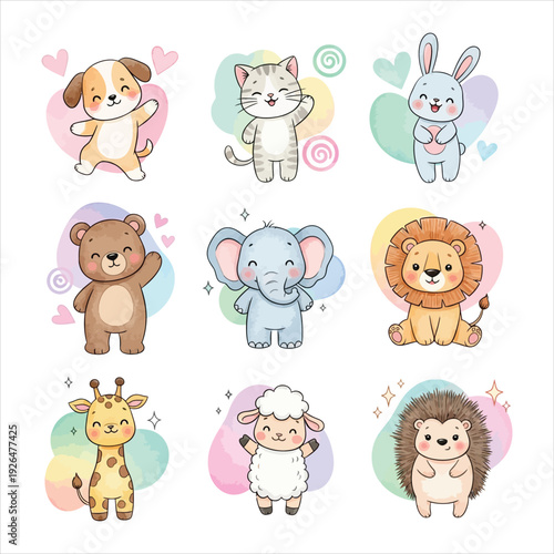 Cute animal icons set