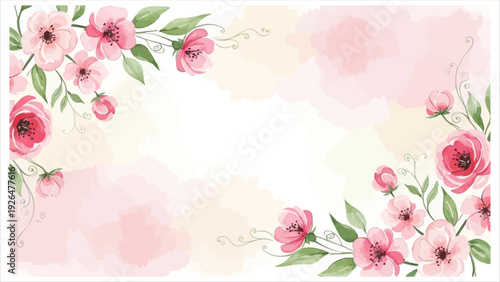 Floral border design with pink flowers
