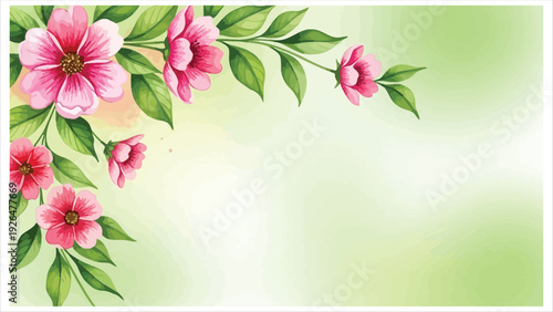 Floral corner background with pink flowers