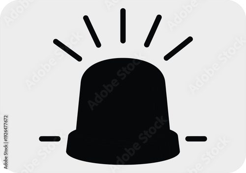 A black and white illustration of a siren or alarm bell icon