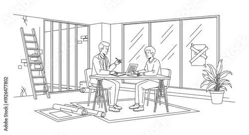 Business Meeting Office Illustration Sketch.