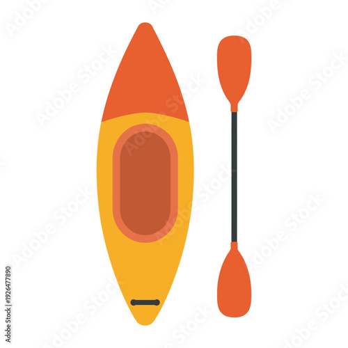 Kayak and paddle vector illustration, isolated, canoeing, water sports, outdoor adventure, boating, river, lake, recreation, travel, adventure gear, vector design